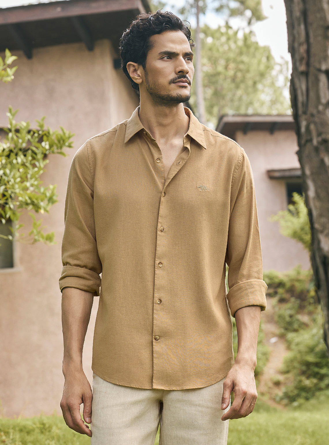 Patina Brown Lyocell Linen Shirt