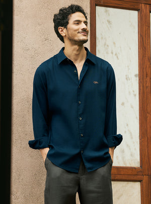 Abyss Navy Lyocell Linen Shirt