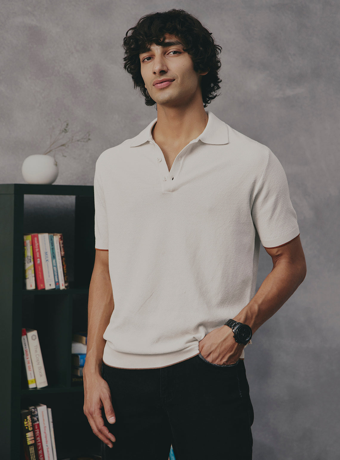 Cream Off White Cotton Polo