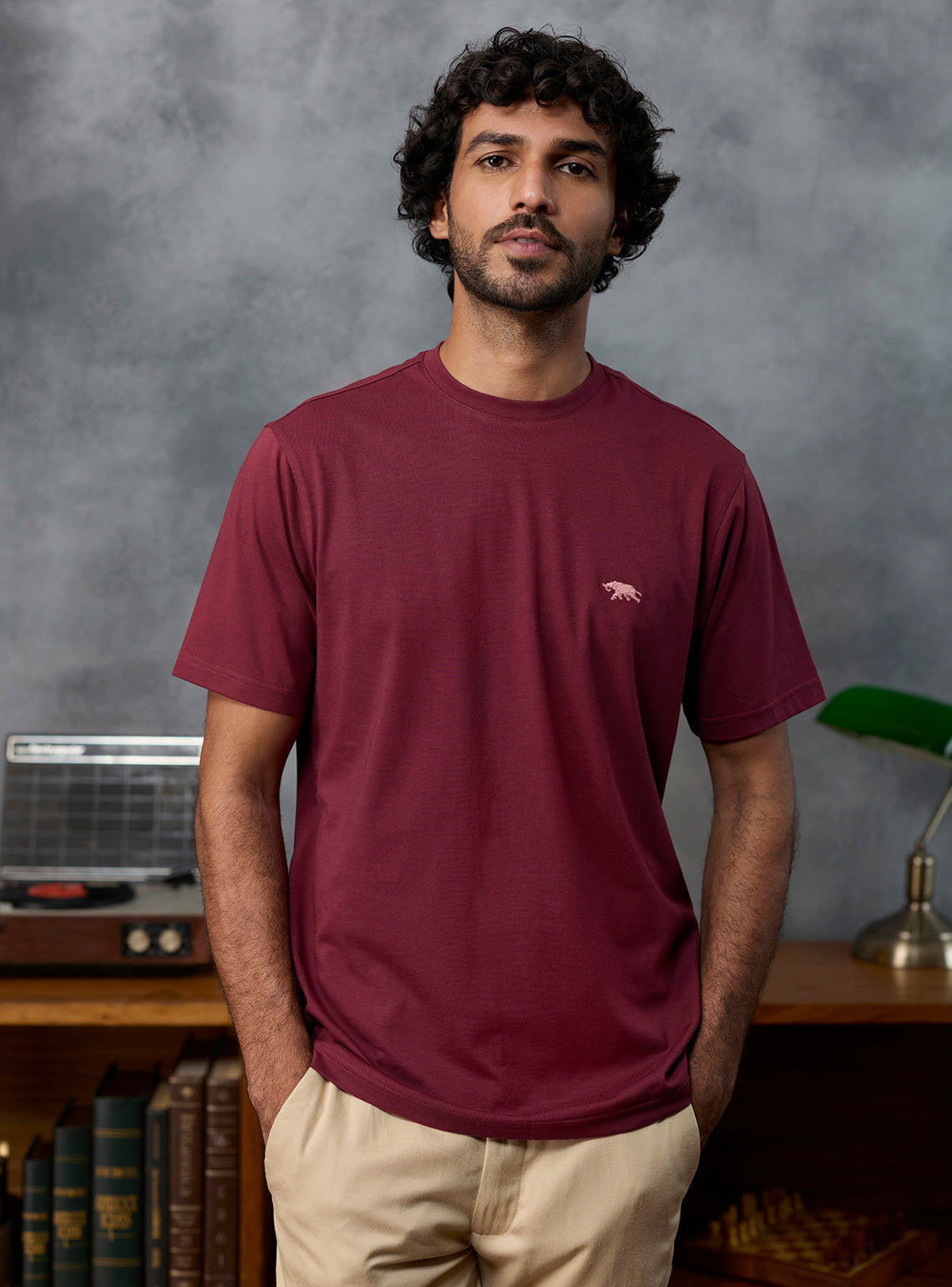 Nightcap Burgundy Cotton Blend Crewneck