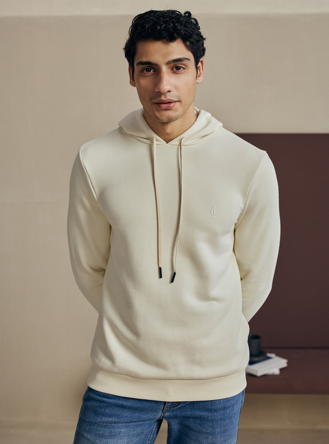 Almond Off White Cotton Triblend Hoodie