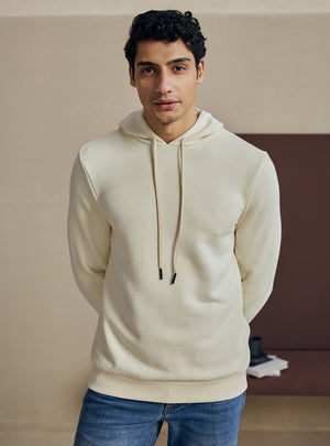 Almond Off White Cotton Triblend Hoodie