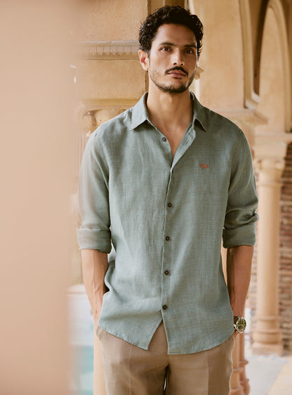 Sub Green Linen Check Shirt