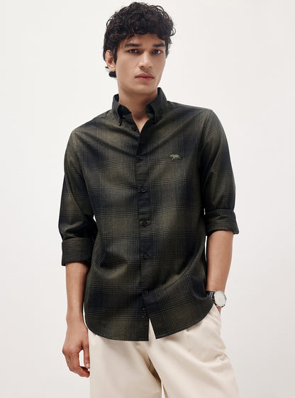 Gravel Olive Cotton Melange Shirt