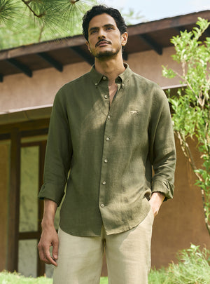 Terrain Olive European Linen Shirt