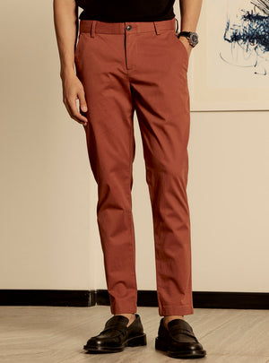 Flame Rust Cotton Stretch Chinos