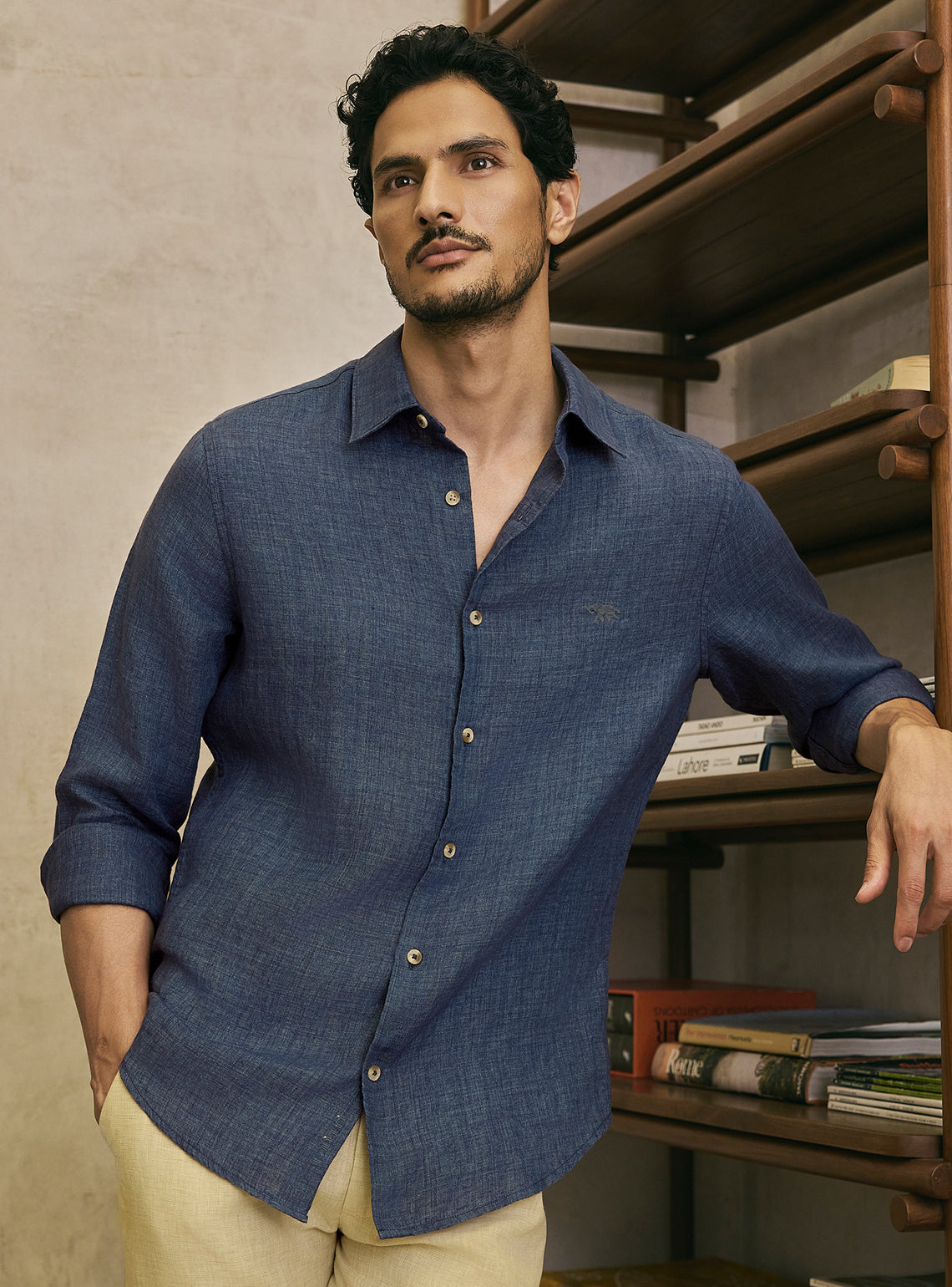 Anchor Navy Linen Shirt