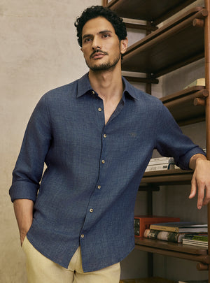 Anchor Navy European Linen Shirt