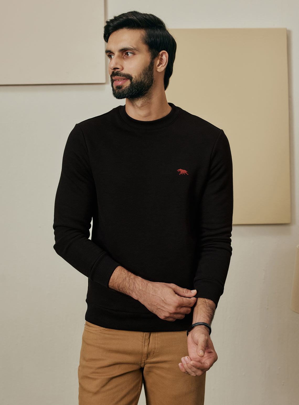 Coal Black Terry Cotton Triblend Pullover