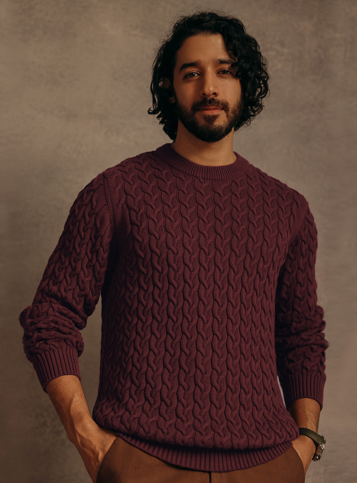 Deep Burgundy Cotton Wool Pullover