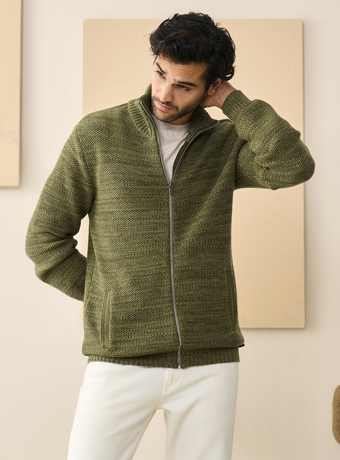 Forest Olive Cotton Melange Jacket
