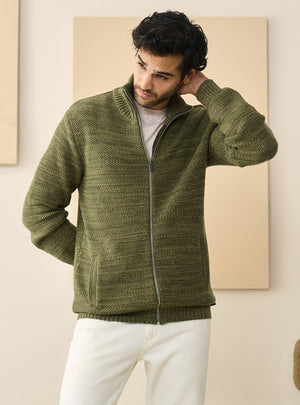 Forest Olive Cotton Melange Jacket