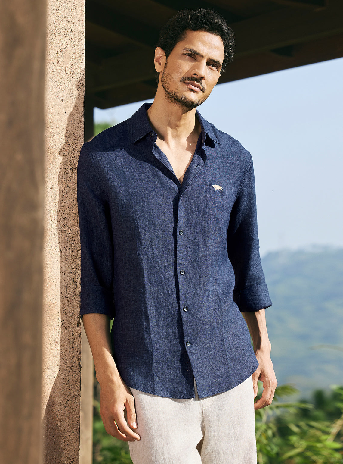 Heritage Navy European Linen Shirt