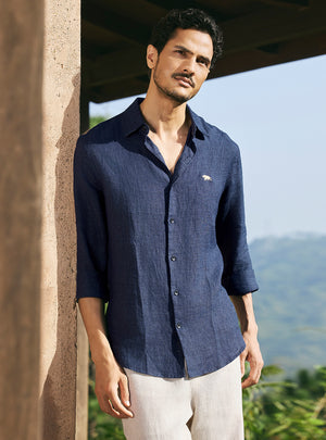 Heritage Navy European Linen Shirt