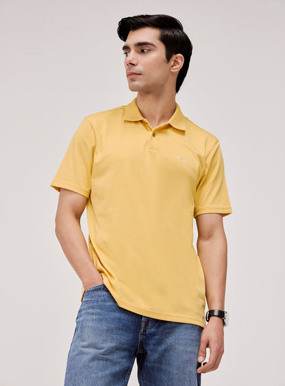 Amber Yellow Cotton Jersey Polo