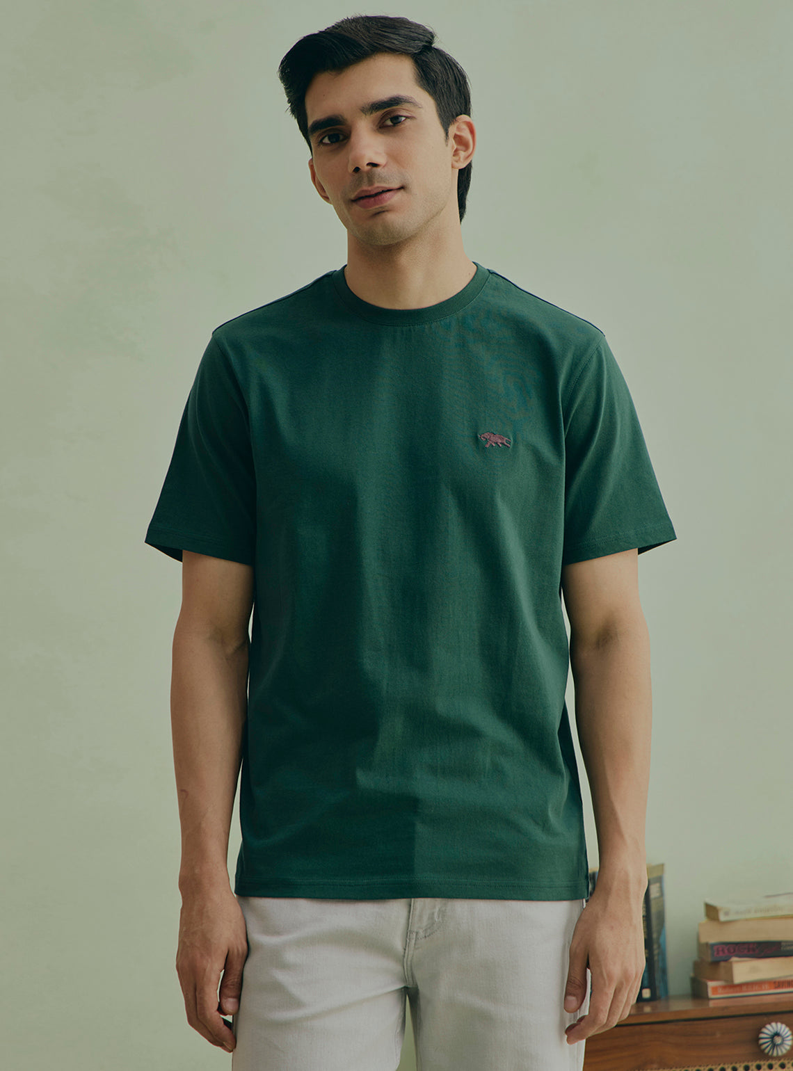 Bayleaf Teal Cotton Crewneck
