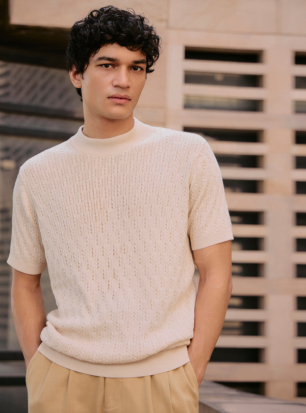 Shell Off-White Cotton Crew