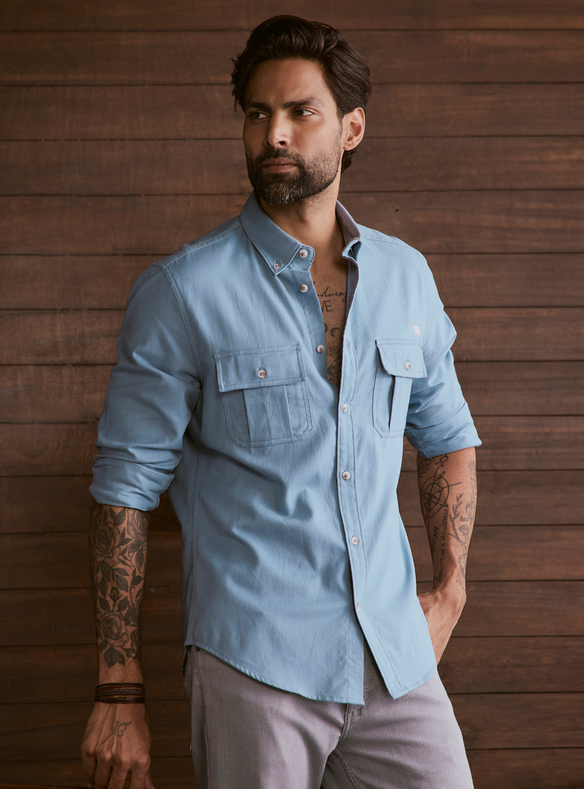 Glacier Blue Explorer Cotton Shirt