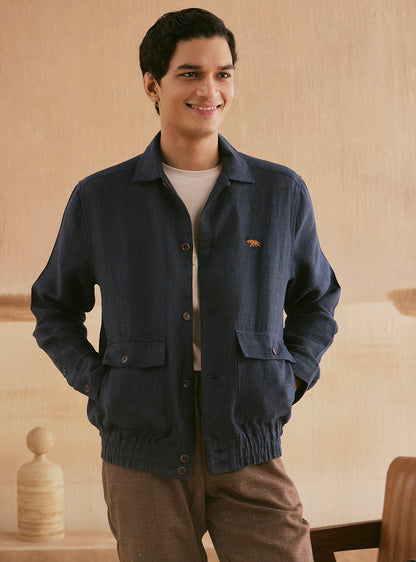 Jasper Navy Linen Bomber