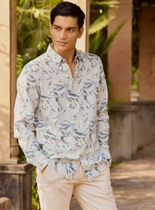 Summer Hike Cotton Linen Print Shirt