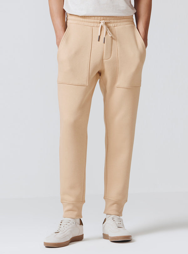 French Khaki Cotton Poly Joggers