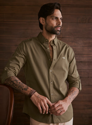 Woodland Olive Cotton Twill Shirt