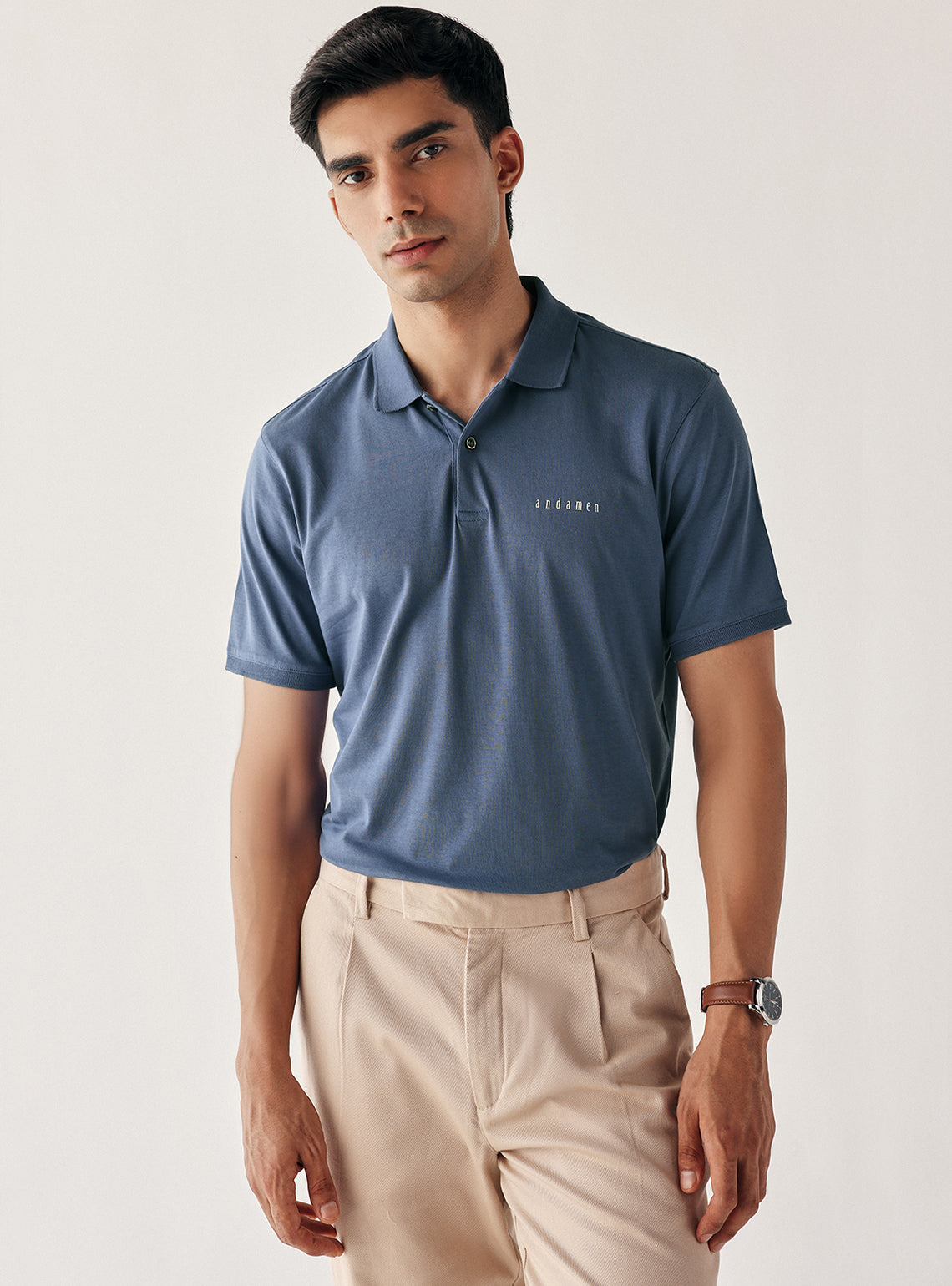 Pearl Blue Cotton Polo