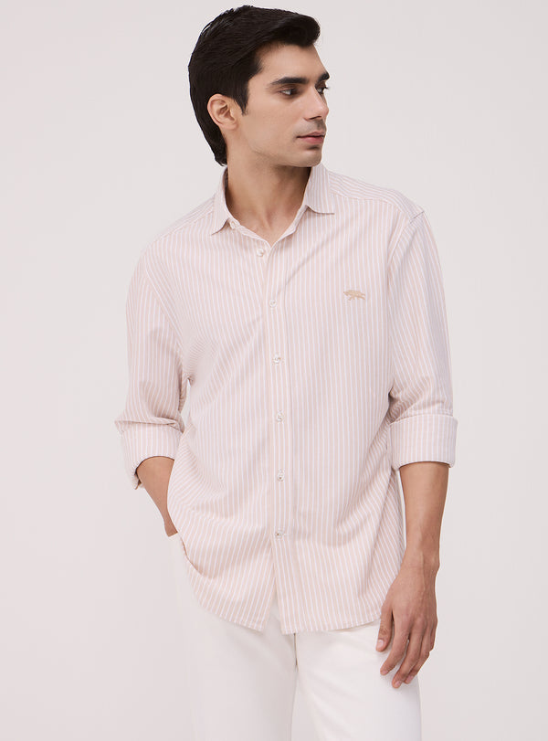 Sand Beige Cotton Knit Shirt