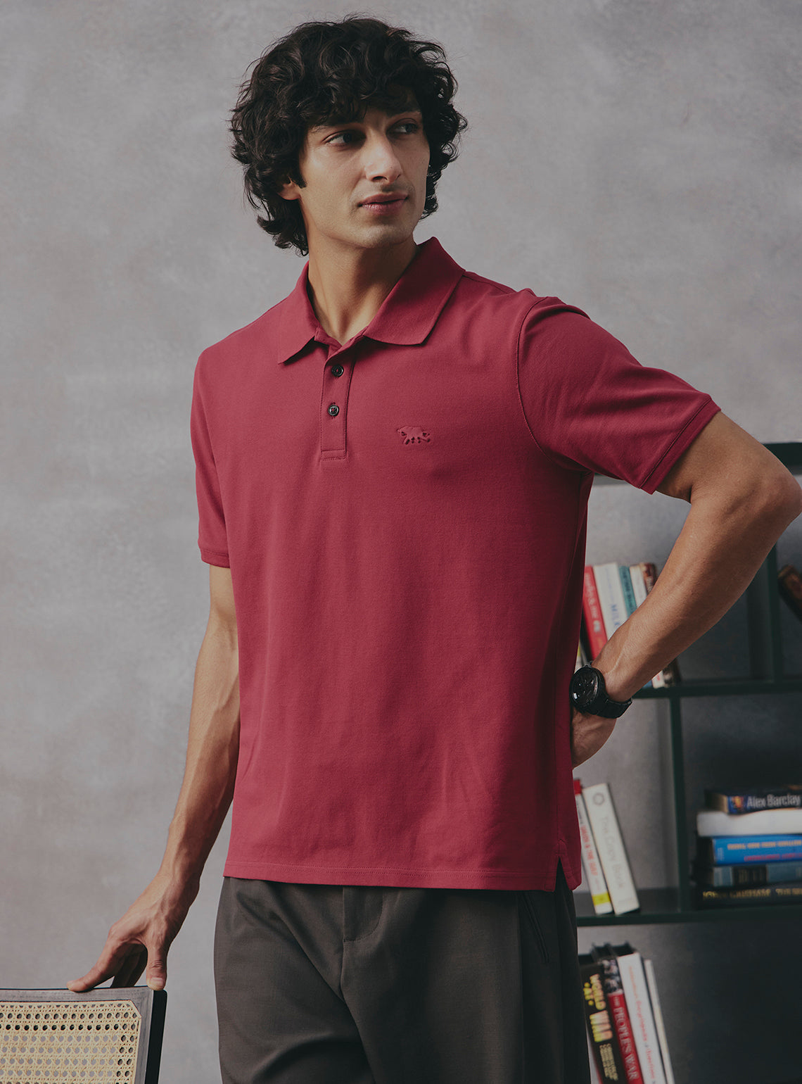 Berry Burgundy Cotton Stretch Polo