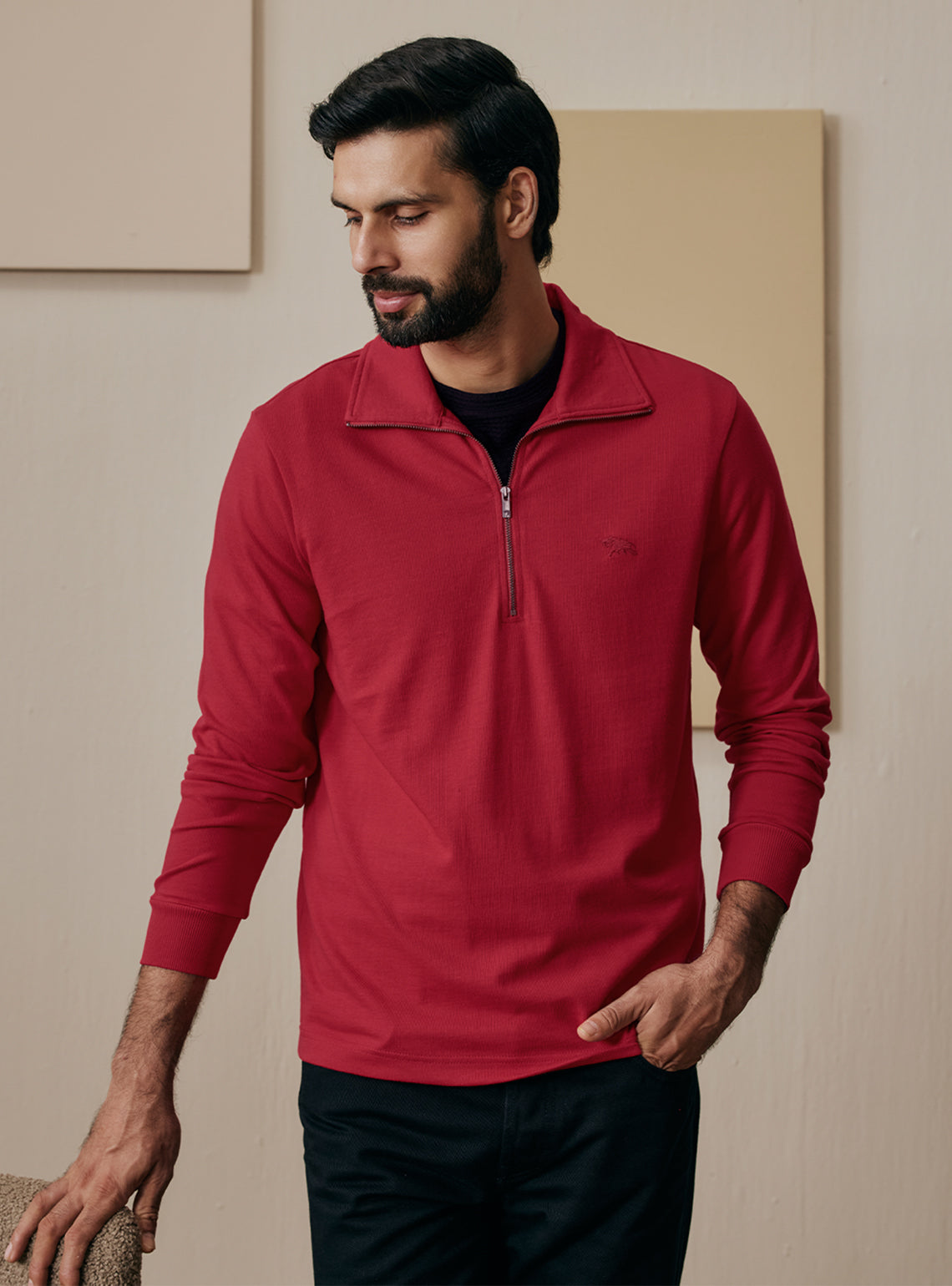 Garnet Red Cotton Sweatshirt