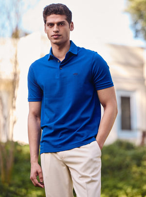 Blue Pique Polo