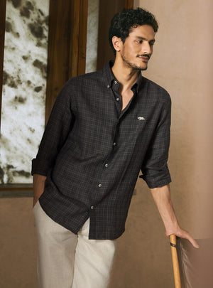 Matrix Grey European Linen Check Shirt