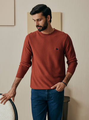 Burnt Rust Cotton Honeycomb Pullover