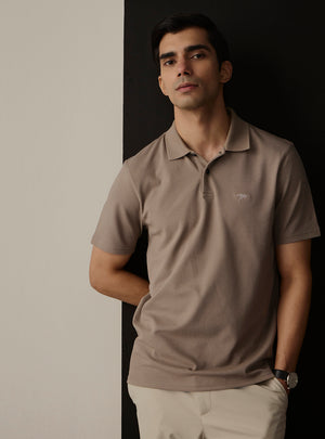 Ash Grey Cotton Stretch Polo