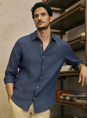Anchor Navy European Linen Shirt