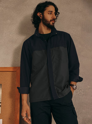 Midnight Navy Poly Rich Twill Overshirt