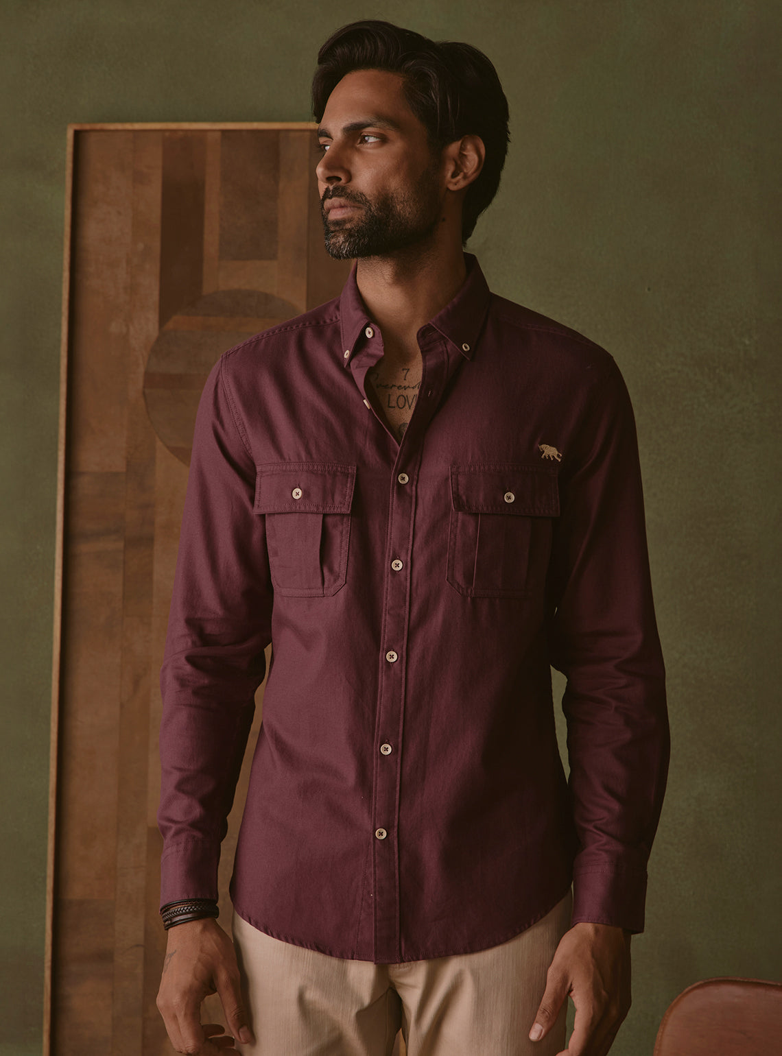 Cinder Burgundy Explorer Cotton Shirt