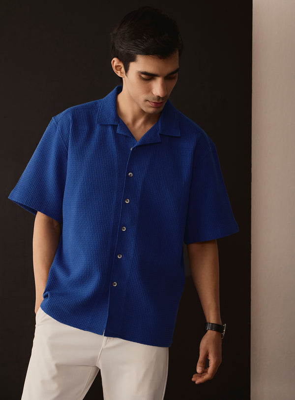 Lagoon Blue Cotton Resort Shirt