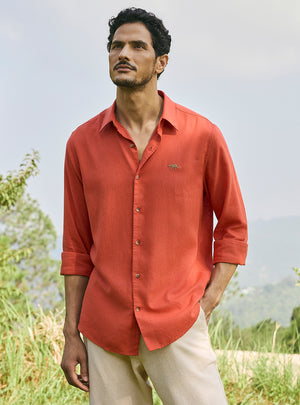 Dusk Orange Lyocell Linen Shirt
