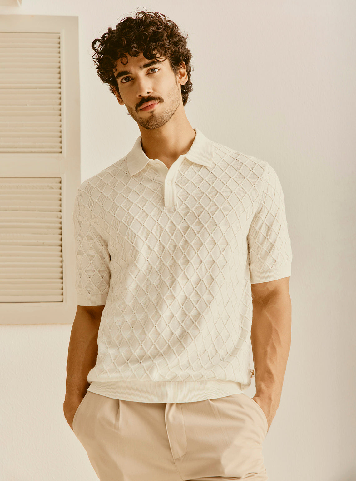 Dubrovnik White Cotton Knit Polo