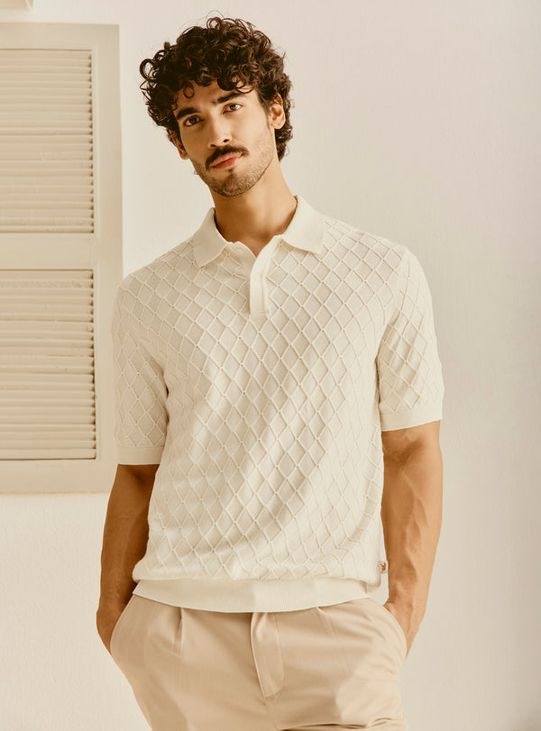Dubrovnik White Cotton Knit Polo