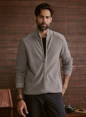 Ash Grey Cotton Textured Bomber