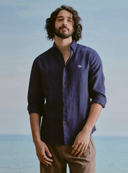 Midnight Navy Linen Shirt