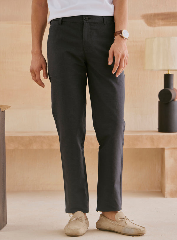 Eclipse Black Cotton Linen Trousers