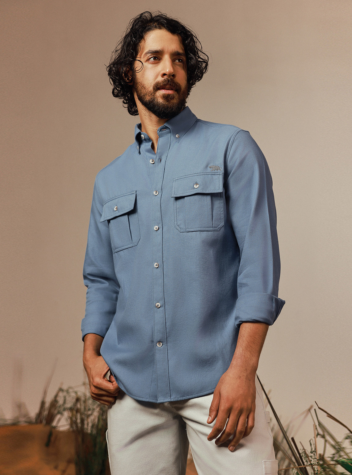 Coastal Blue Cotton Twill Shirt