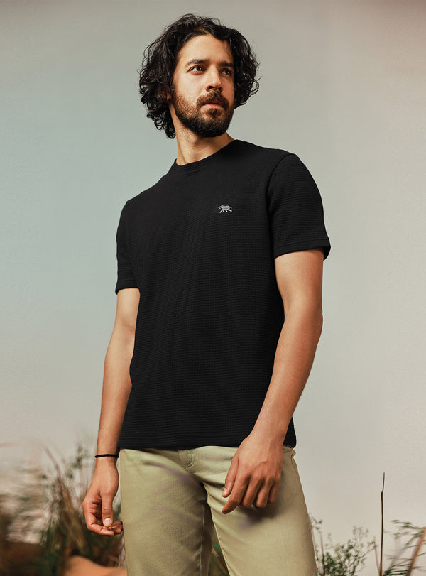 Cosmic Black Cotton Crewneck Tee