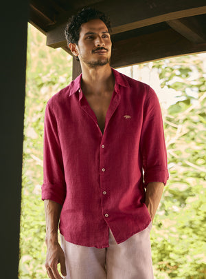 Rustic Burgundy European Linen Shirt