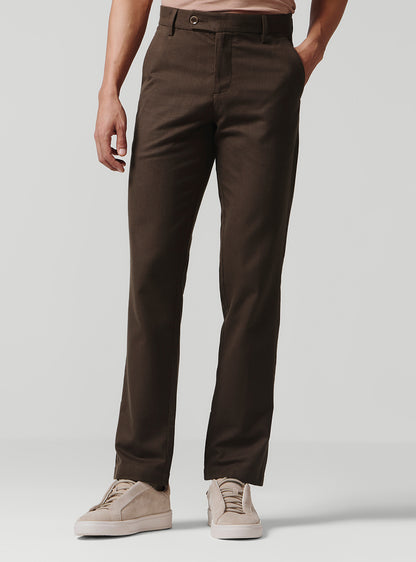 Dark Brown Cotton Melange Trousers