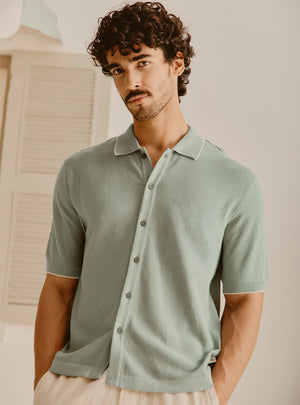 Valencia Green Cotton Knit Shirt