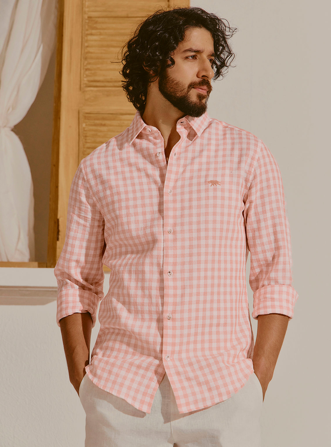 Nerja Orange Cotton Check Shirt